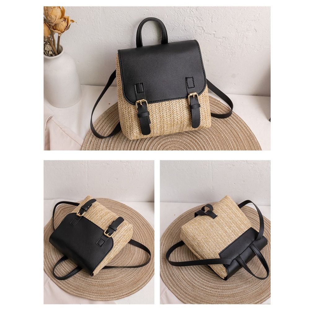 Versatile Bag PU Leather Straw – обзор и цена Leather Backpack Vintage