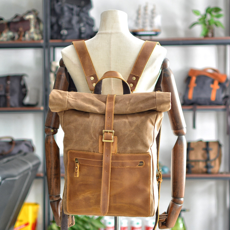 New simple and retro wax canva – обзор и цена Canvas Backpack Casual