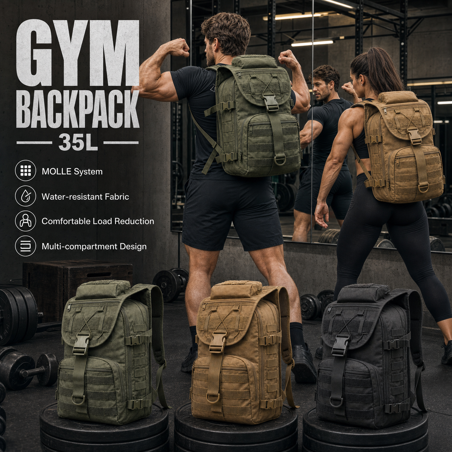35L Gym Training Backpack for  – обзор и цена Rucksack Military Style