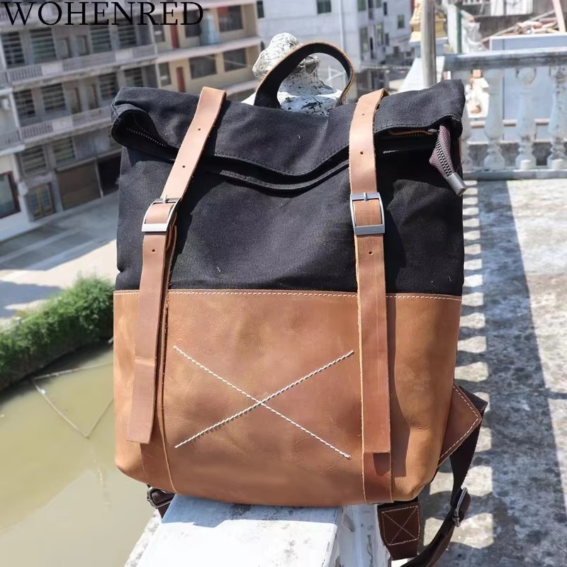 Fashion Men Backpack Waxed Can – обзор и цена Leather Backpack Vintage