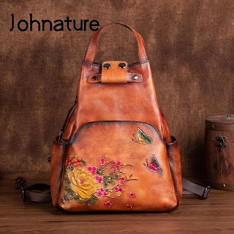 Johnature Genuine Leather Embo – обзор и цена Leather Backpack Vintage
