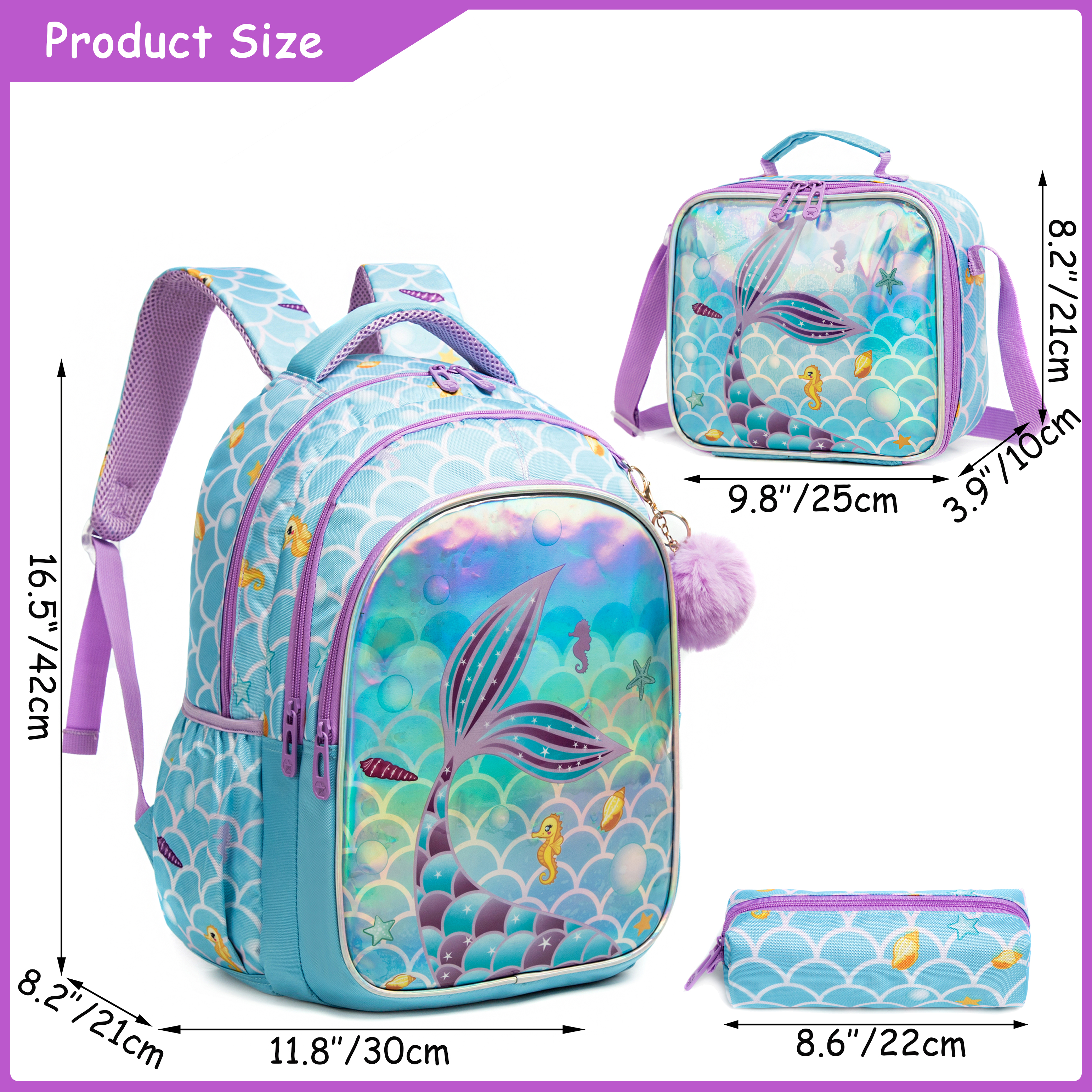 Meetbelify Cute  Blue Mermaid  – обзор и цена School Backpack Teen