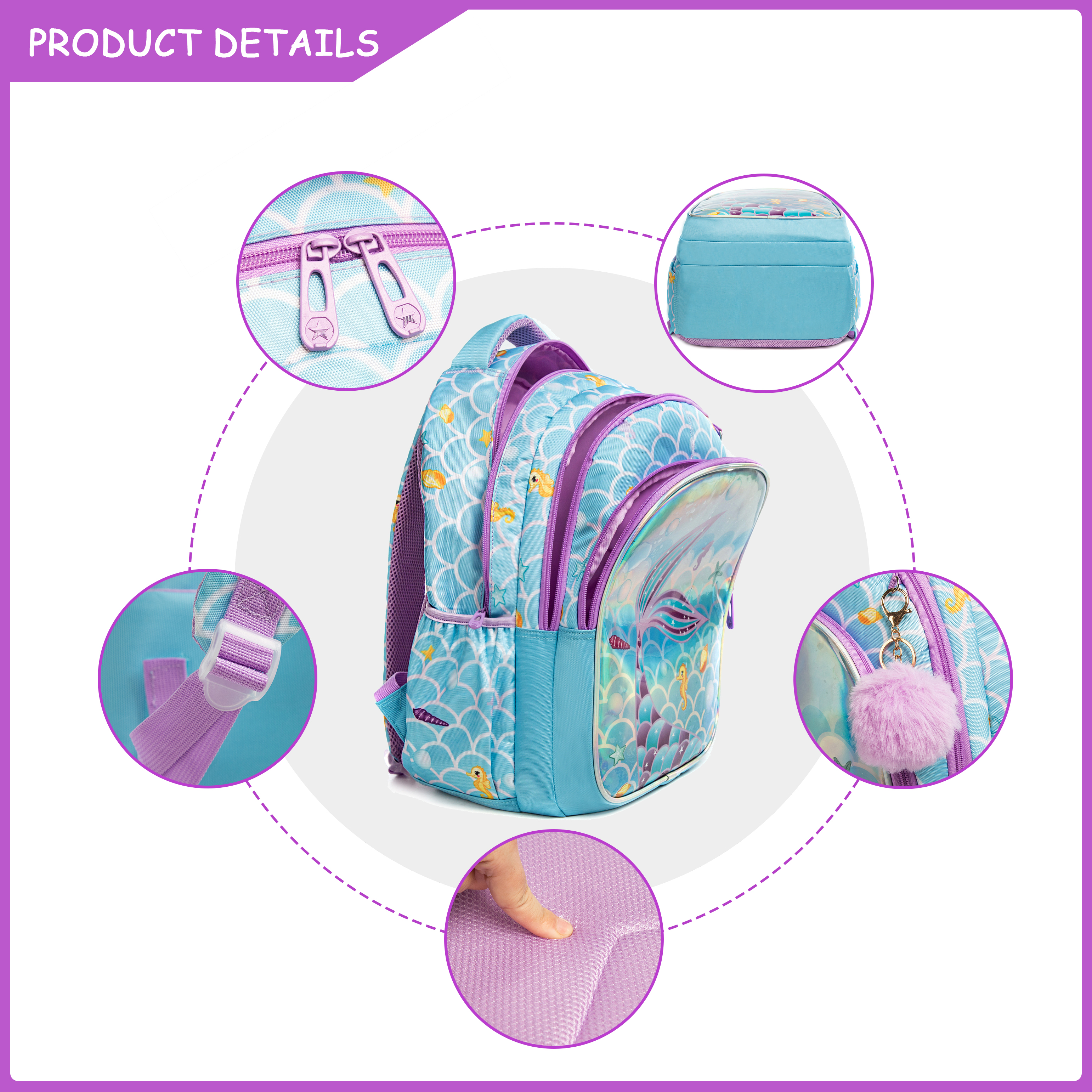 Meetbelify Cute  Blue Mermaid  – обзор и цена School Backpack Teen